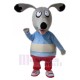 Funny Gray Dog Mascot Costume Animal in Red Pants