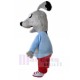 Funny Gray Dog Mascot Costume Animal in Red Pants