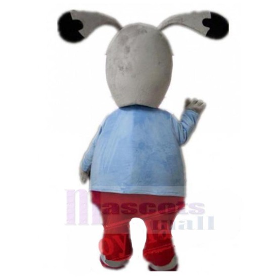 Funny Gray Dog Mascot Costume Animal in Red Pants