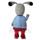 Funny Gray Dog Mascot Costume Animal in Red Pants