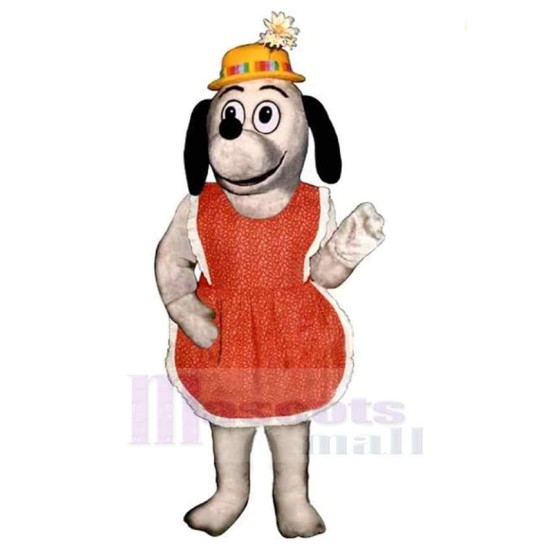 Gertie Greyhound Dog Mascot Costume Animal in Orange Apron