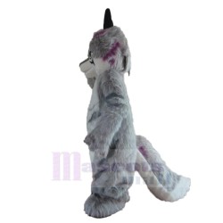 Interesting Long Fur Grey Dog Mascot Costume Animal