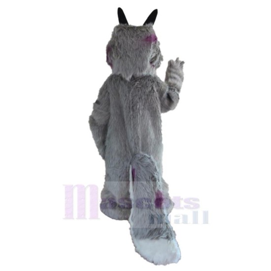 Interesting Long Fur Grey Dog Mascot Costume Animal