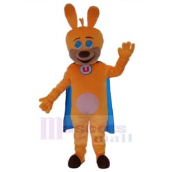 Orange Dog Mascot Costume Animal with Blue Cape