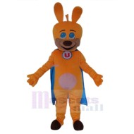 Orange Dog Mascot Costume Animal with Blue Cape