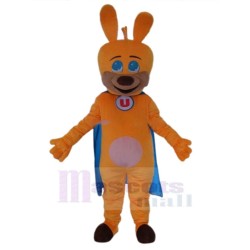 Orange Dog Mascot Costume Animal with Blue Cape