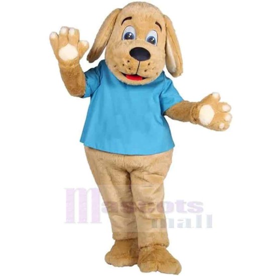 Playful Dog Mascot Costume Animal in Blue T-shirt