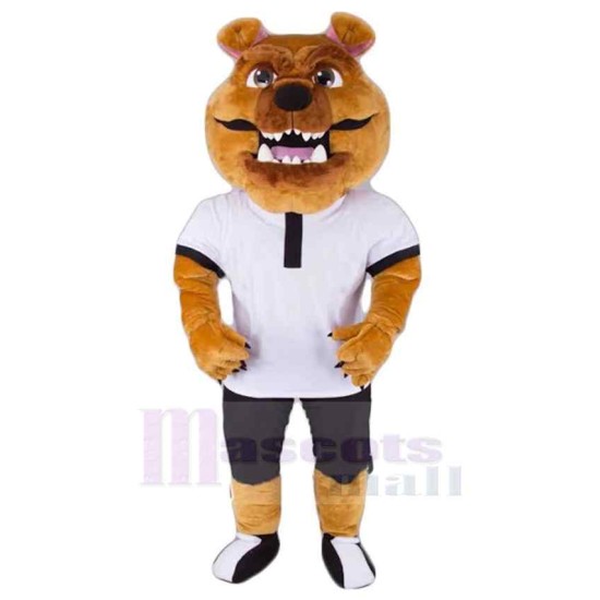 Lightweight Sport Bulldog Mascot Costume Animal in White T-shirt