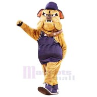 Brown Bulldog Mascot Costume Animal with Blue Hat