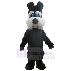 Furry Black and White Dog Mascot Costume Animal