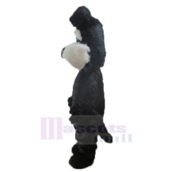 Furry Black and White Dog Mascot Costume Animal