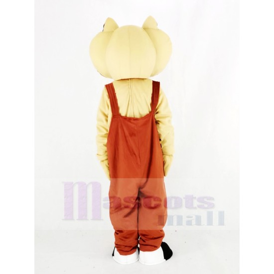 Realistic Cobra Snake Mascot Costume in Brown Overalls