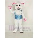 Easter White Rabbit Mascot Costume with Light Blue Vest  adult mascot costume