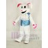 Easter White Rabbit Mascot Costume with Light Blue Vest  adult mascot costume