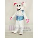 Easter White Rabbit Mascot Costume with Light Blue Vest  adult mascot costume