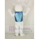 Easter White Rabbit Mascot Costume with Light Blue Vest  adult mascot costume