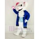 Easter White Rabbit Mascot Costume with Blue Coat adult mascot costume