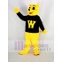 Gato montés amarillo Traje de la mascota en camiseta negra
