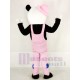 Panda Mascot Costume with Pink Overalls and Hat