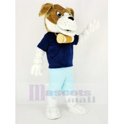 Saint Bernard Dog Mascot Costume in Dark Blue T-shirt