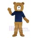 Teddy Bear Mascot Costume with Blue T-shirt