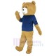 Teddy Bear Mascot Costume with Blue T-shirt