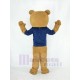 Teddy Bear Mascot Costume with Blue T-shirt