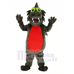 Grau Drachen Maskottchen Kostüm mit rotem Bauch Tier