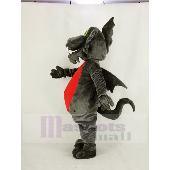 Gray Dragon Mascot Costume with Red Belly Animal