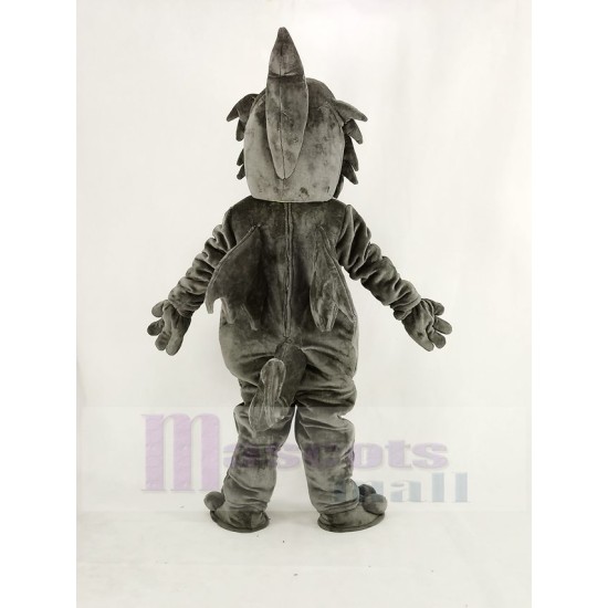 Gray Dragon Mascot Costume with Red Belly Animal