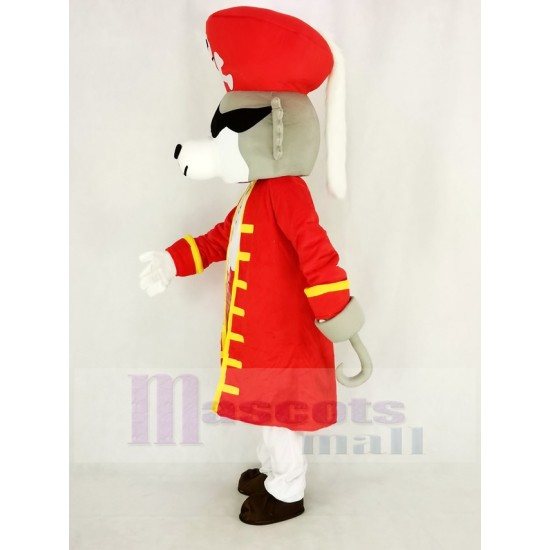 Piratenwolf Maskottchen Kostüm im roten Mantel Tier