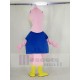 Pink Flamingo Bird with Sunglasses Mascot Costume in Blue T-shirt