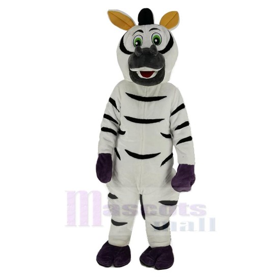 Funny Zebra Mascot Costume with Green Eyes Animal