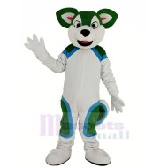 Green and White Husky Dog Fursuit Mascot Costume Animal