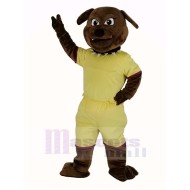 Braune Bulldogge Maskottchen Kostüm mit gelbem Mantel Tier
