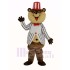 Huge Brown Teddy Bear Mascot Costume with White Striped Coat