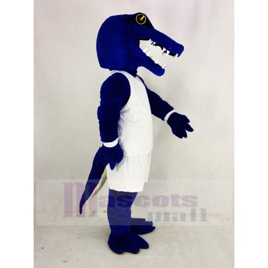 Sport Blue Alligator Mascot Costume Animal White Sportswear