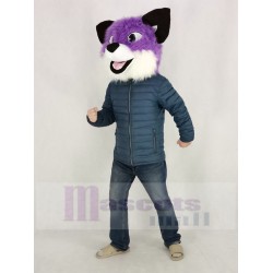 Purple Husky Dog Mascot Costume Head Only