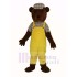 Teddy Bear Mascot Costume in Yellow Overalls Cartoon