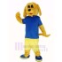 Golden Dog Mascot Costume in Blue T-shirt Animal