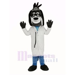 Doctor Hound Dog Mascot Costume with Glasses Animal