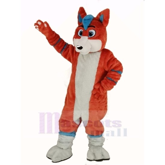 Orange and Blue Husky Dog Fursuit Mascot Costume Animal