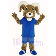 Bélier sportif Costume de mascotte avec T-shirt bleu Animal
