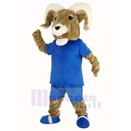 Bélier sportif Costume de mascotte avec T-shirt bleu Animal