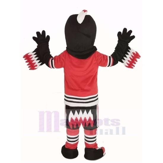 Tommy Hawk Mascot Costume in Red T-shirt Animal