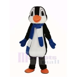 Pingüino Disfraz de mascota con bufanda azul y blanca Animal