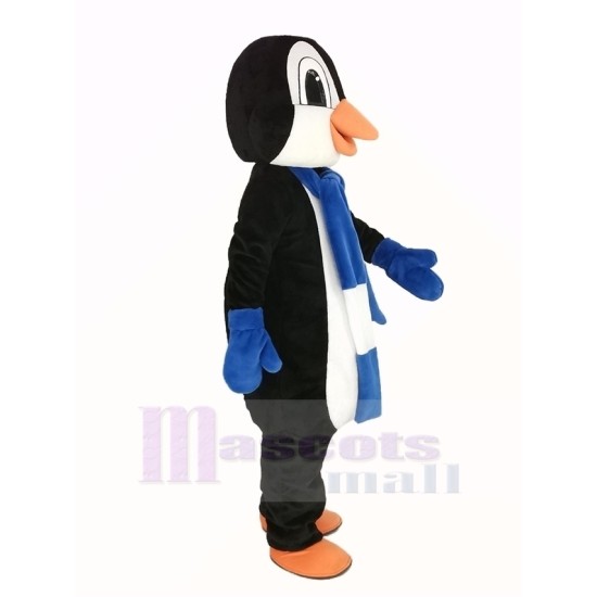 Penguin Mascot Costume with Blue and White Scarf Animal