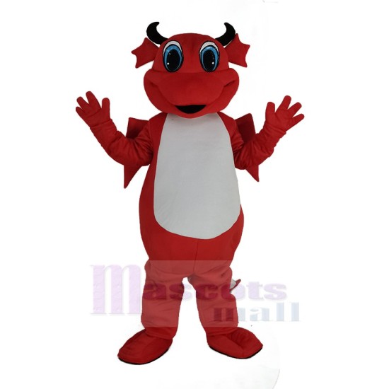 Red Dragon Mascot Costume with White Belly