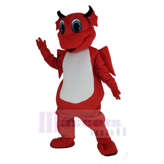 Red Dragon Mascot Costume with White Belly