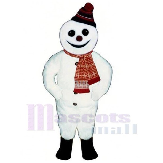 Smiling White Snowman Yeti Mascot Costume Cartoon